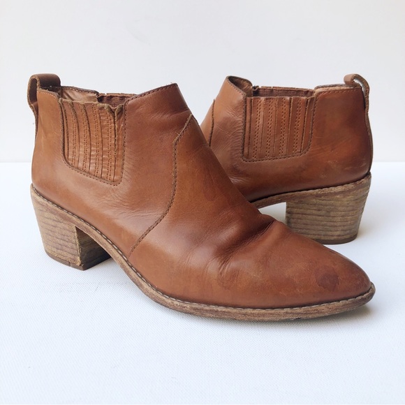 Madewell The Kelci Chelsea Boot Size 7 Cognac Brown Leather Heeled Ankle Booties - Picture 1 of 14
